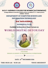 "Embracing Digital Wellness: Inauguration of SANKHYA CLUB at MOP College, Chennai"